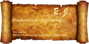 Raskovics Julianna névjegykártya